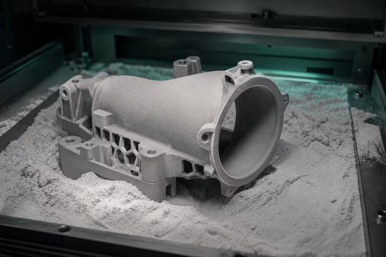 Functional 3D printed prototype being inspected on a workbench